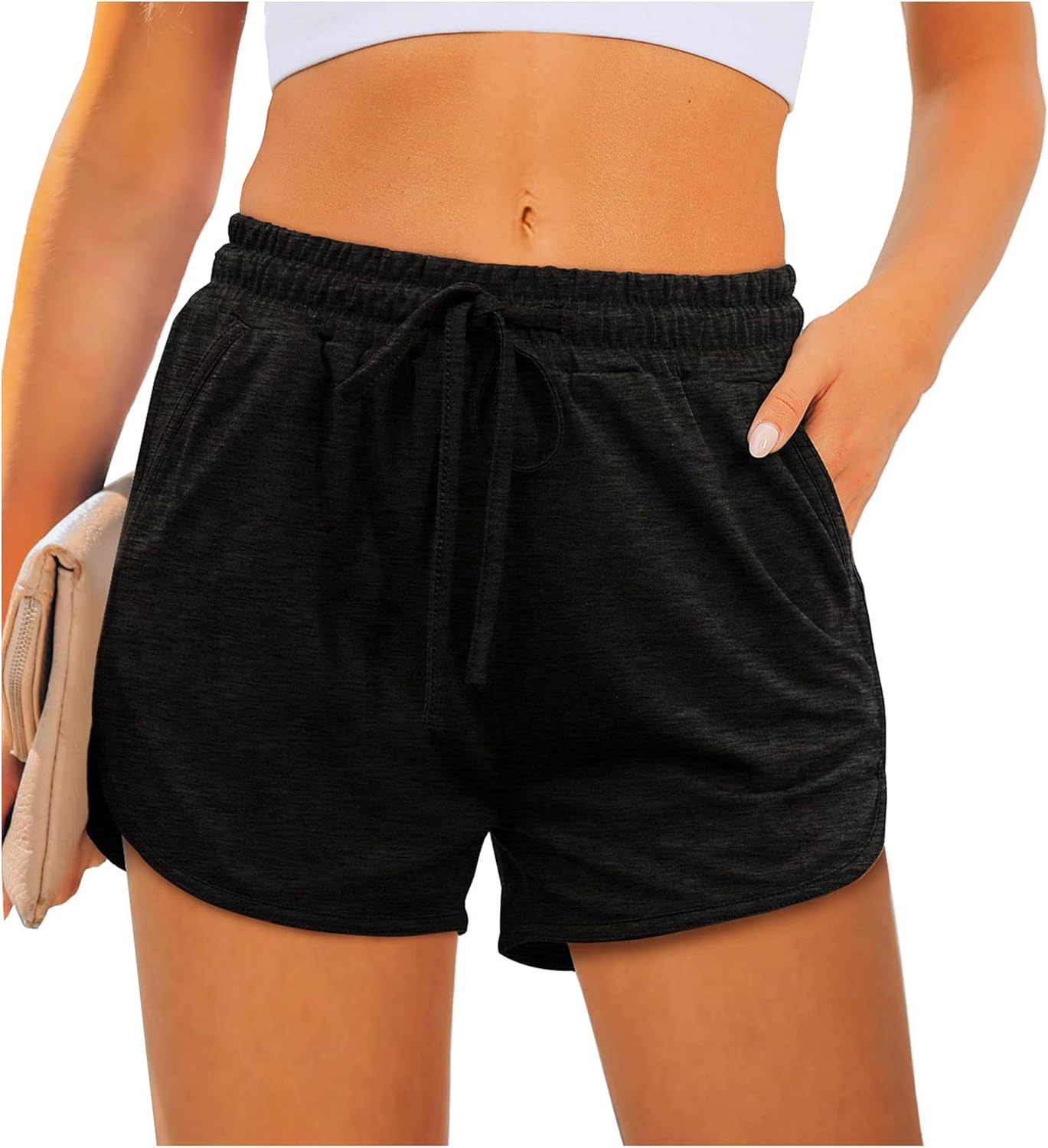 womens athletic shorts running dolphin shorts with pockets and drawstring