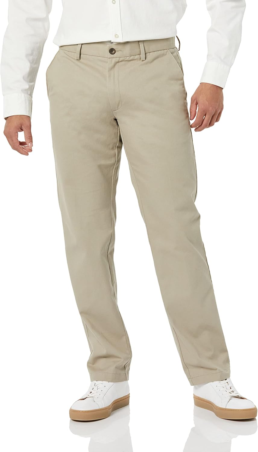 mens straight fit wrinkle resistant flat front chino pant