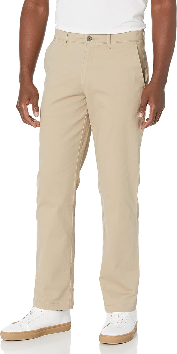 mens straight fit casual stretch chino pants
