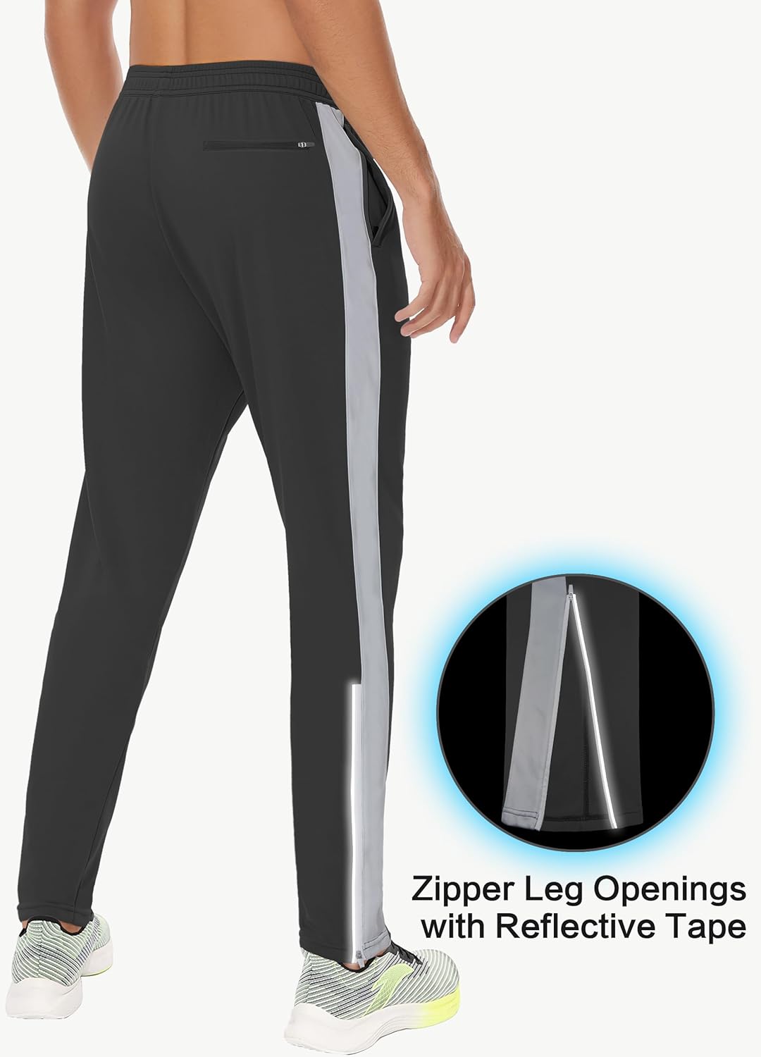 mens sweatpants zipper legs bottom tapered track traning running athletic workout basketball slim fit pant zip pockets
